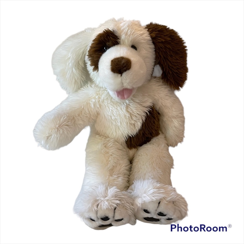 Build A Bear Shaggy White & Brown Dog With Sound, BAB